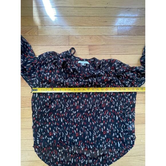 Gerard Darel Black Multi-Color Abstract Print Tie-Neck Blouse Size 44‎ - Picture 4 of 6